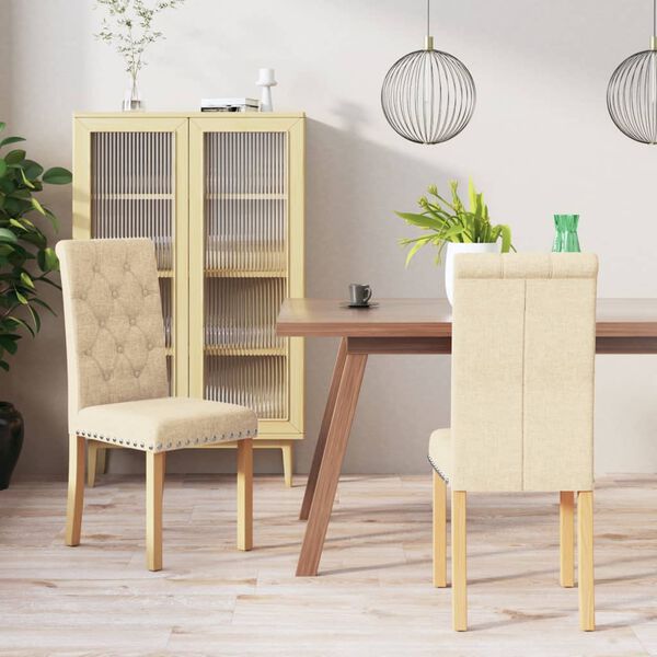 vidaXL Esszimmerst&uuml;hle 2 Stk. Creme Stoff