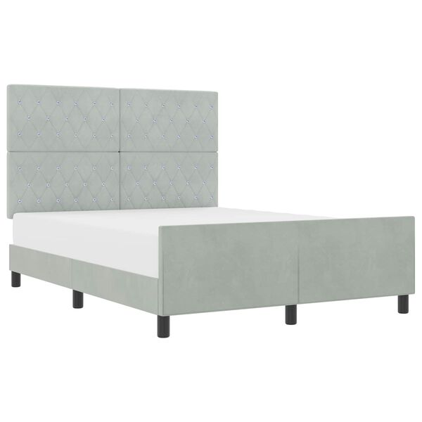 vidaXL Boxspringbett mit Kopfteil Hellgrau 140 x 190 cm Samt