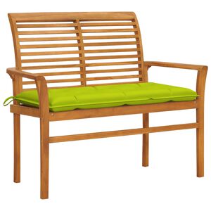 vidaXL Gartenbank mit Hellgr&uuml;ner Auflage 112 cm Massivholz Teak