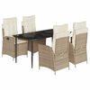 vidaXL 5-tlg. Garten-Essgruppe mit Kissen Beige Poly Rattan