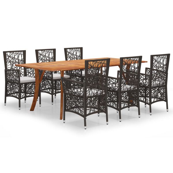 vidaXL 7-tlg. Garten-Essgruppe Braun