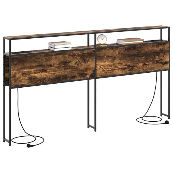 vidaXL Stauraum-Kopfteil mit Regal R&auml;uchereiche 200 cm Holzwerkstoff