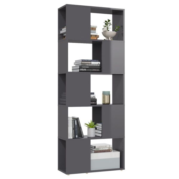 vidaXL B&uuml;cherregal Raumteiler Hochglanz-Grau 60x24x155 cm