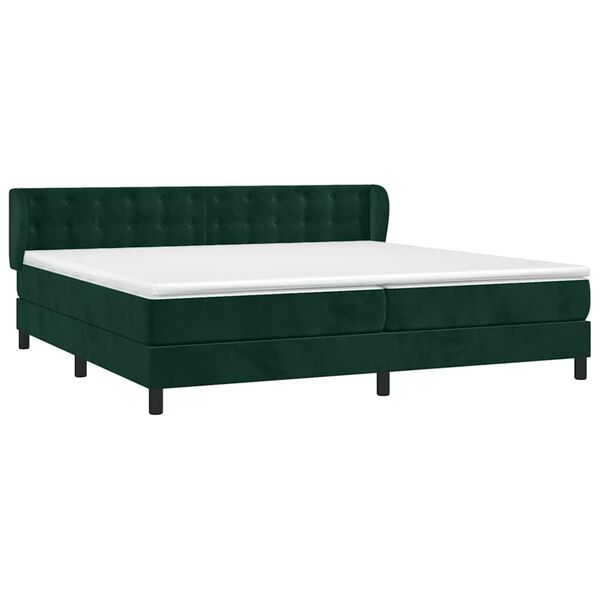 vidaXL Boxspringbett mit Matratze Dunkelgr&uuml;n 200x200 cm Samt