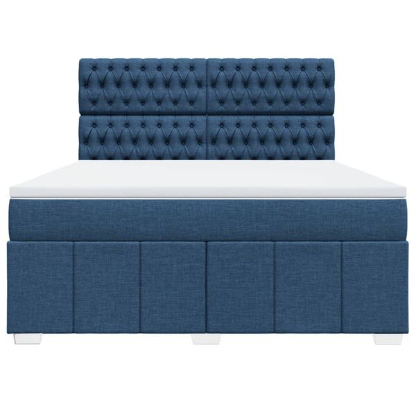 vidaXL Boxspringbett mit Matratze Blau 180x200 cm Stoff