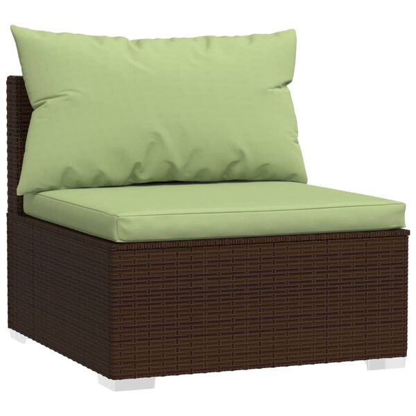 vidaXL 3-tlg. Garten-Lounge-Set mit Kissen Poly Rattan Braun