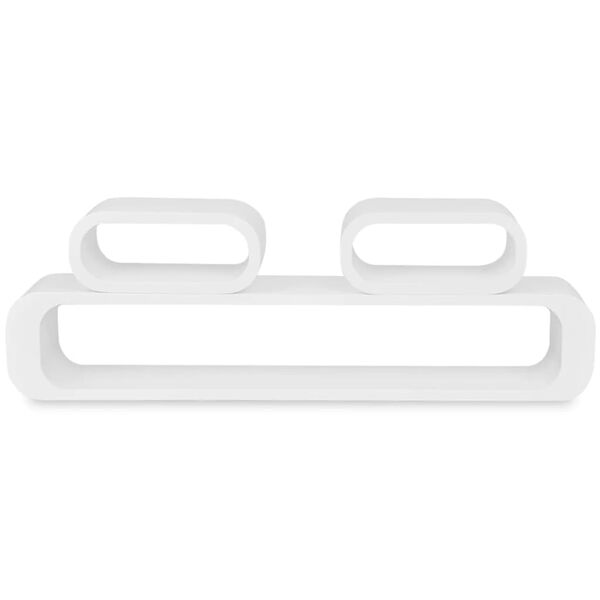 3-tlg. Wandregal-Set W&uuml;rfelform f&uuml;r B&uuml;cher DVD MDF Wei&szlig;