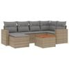 vidaXL 7-tlg. Garten-Sofagarnitur mit Kissen Beige Poly Rattan