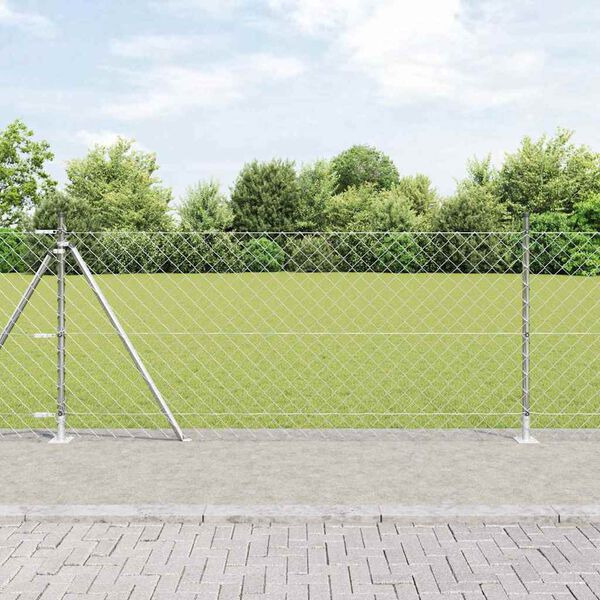 vidaXL Zaunpfosten Silber 10 x 0,8 m (60 x 60 mm Maschen) Stahl