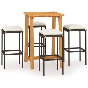 vidaXL 5-tlg. Gartenbar-Set mit Kissen Braun