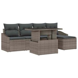 vidaXL Gartensofa-set mit Kissen mit Speicher 6 pcs Grau Poly-Rattan