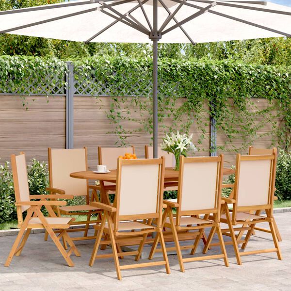 vidaXL Gartenst&uuml;hle Verstellbar 8 Stk. Beige Stoff und Massivholz