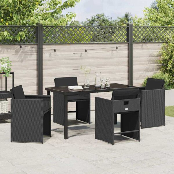vidaXL Garten Essgruppe 5 pcs Schwarz Poly-Rattan