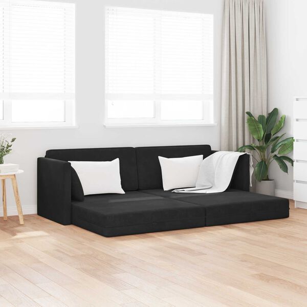 vidaXL Boden-Sofa-Bett 200cm Schwarz Samt