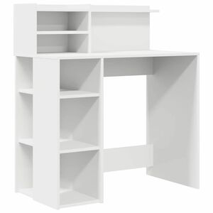 vidaXL Schreibtisch mit Regal Wei&szlig; 90 x 48 x 101,5 cm Holzwerkstoff