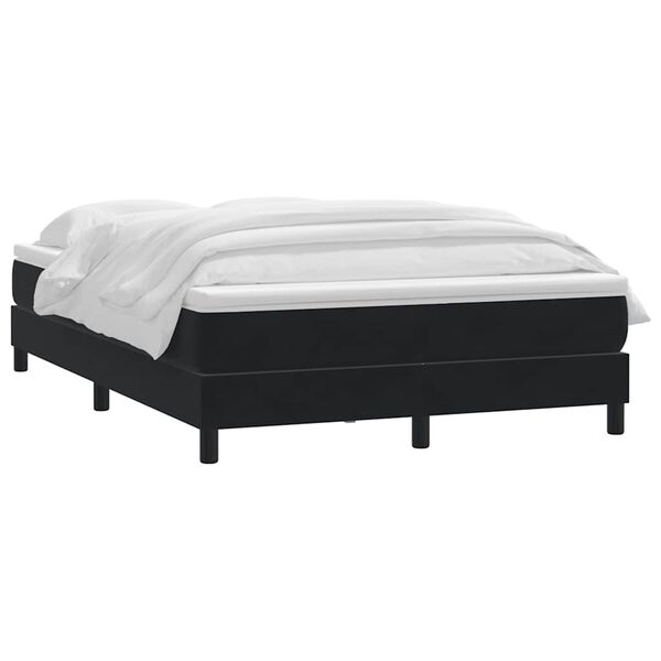 vidaXL Boxspringbett mit Matratze Schwarz 140x210 cm Samt