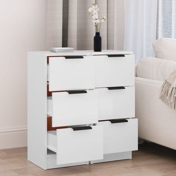 vidaXL Sideboards 2 Stk. Weiß 30x30x70 cm Holzwerkstoff