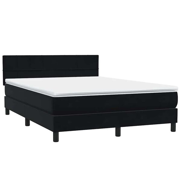 vidaXL Boxspringbett mit Matratze Schwarz 160x210 cm Samt