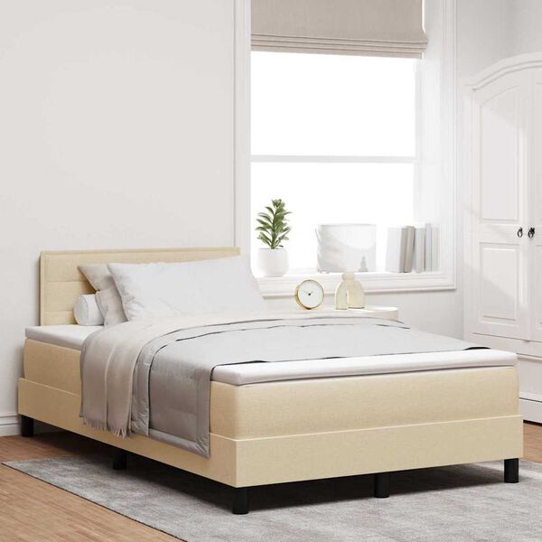 vidaXL Boxspringbett mit Matratze Creme 120 x 200 cm Stoff