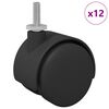 vidaXL Bockrolle 12 pcs Schwarz und Silber 40,1 x 40,1 x 37,8 mm