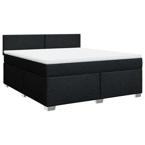 vidaXL Boxspringbett mit Matratze Schwarz 180x200 cm Stoff