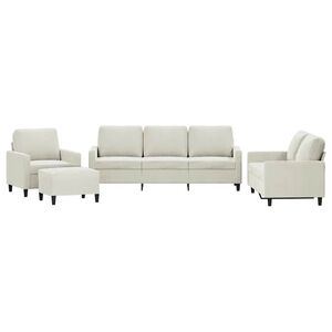 vidaXL 4-tlg. Sofagarnitur mit Kissen Creme Samt