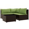 vidaXL 4-tlg. Garten-Lounge-Set mit Kissen Braun Poly Rattan