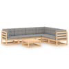 vidaXL 7-tlg. Garten-Lounge-Set mit Kissen Massivholz Kiefer