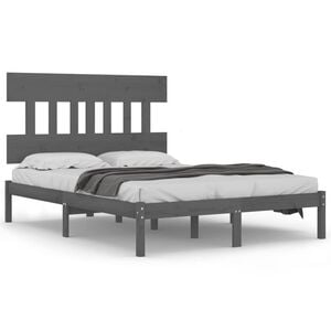 vidaXL Massivholzbett Grau 200x200 cm
