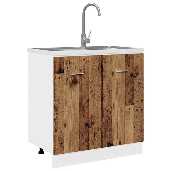 vidaXL Spülenunterschrank Lyon Altholz-Optik 80x46x81,5 cm Holzwerkstoff
