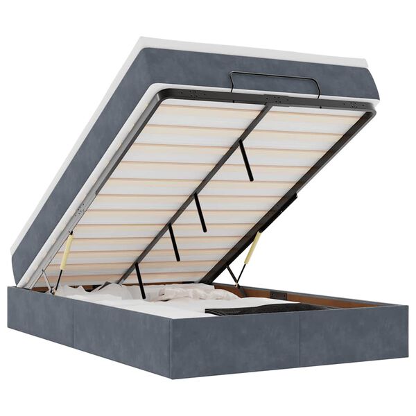 vidaXL Ottoman-Bett mit Matratze Dunkelgrau 120x200 cm Samt