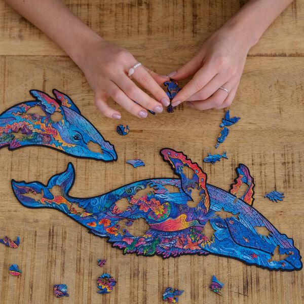 UNIDRAGON 172-tlg. Holzpuzzle Milky Whales Medium 33x20 cm