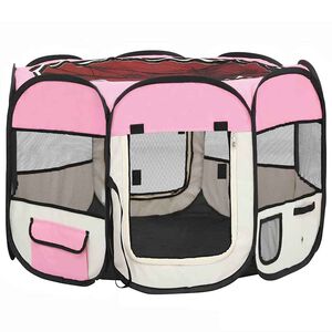 vidaXL Faltbarer Welpenlaufstall mit Tragetasche Rosa 90x90x58 cm