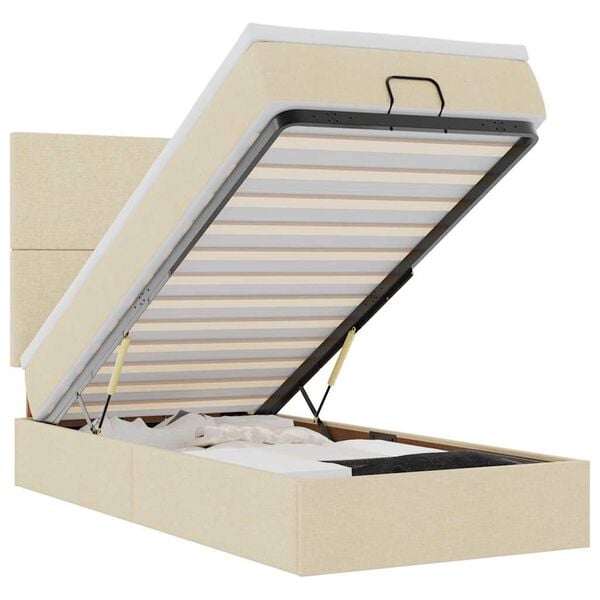 vidaXL Ottoman-Bett mit Matratze Creme 80x200 cm Stoff