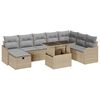 vidaXL Garten-Sofa-Set mit Kissen mit Speicher 9 pcs Beige Poly Rattan
