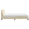 vidaXL Bett mit Matratze "Hanko" Creme 140x190 cm Stoff