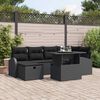 vidaXL Garten-Sofa-Set mit Kissen 7 pcs Schwarz Poly Rattan