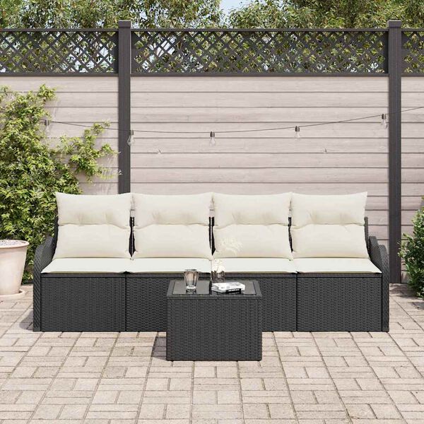 vidaXL Gartensofa-set Schwarz Poly-Rattan