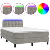 vidaXL Boxspringbett mit Matratze & LED Hellgrau 120x200 cm Samt