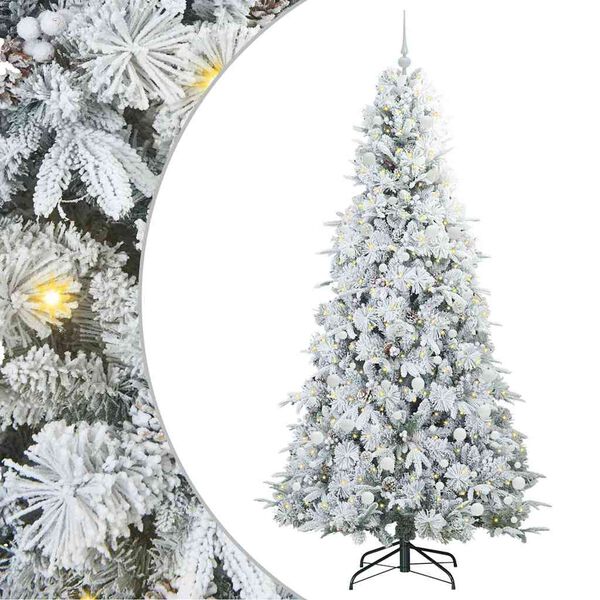 vidaXL K&uuml;nstlicher klappbarer Weihnachtsbaum Wei&szlig; 240 cm PE und PVC