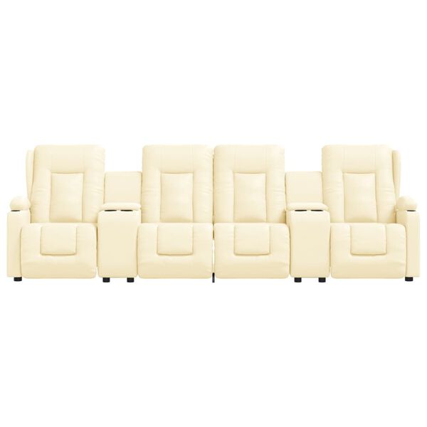 vidaXL 4-Sitzer Massagesessel mit Getränkehalter Creme Kunstleder