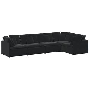 vidaXL Modulares Sofa mit Kissen Samt Schwarz