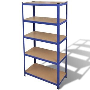 vidaXL Lagerregal mit 5 B&ouml;den Blau Stahl & Holzwerkstoff