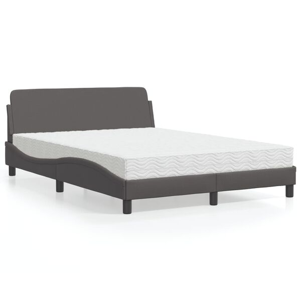 vidaXL Bett mit Matratze "Dover" Grau 120x200 cm Kunstleder