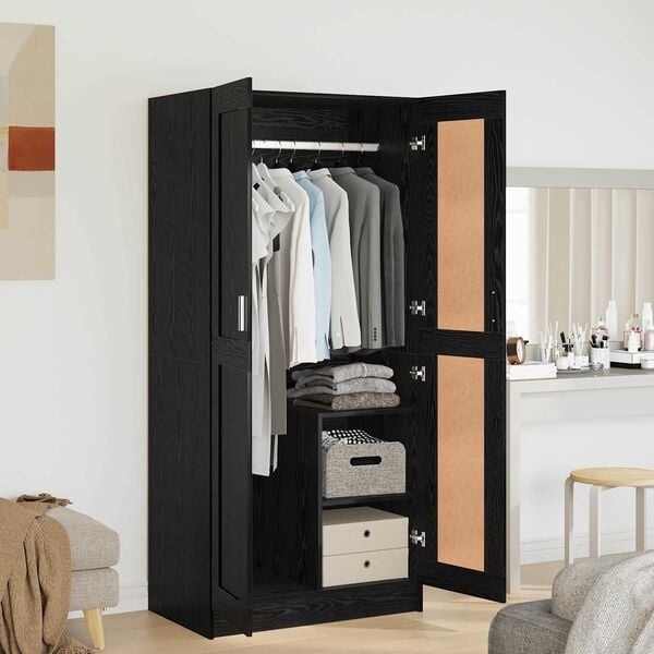 vidaXL Kleiderschrank Schwarz Eichen-Optik 82,5 x 51,5 x 180 cm