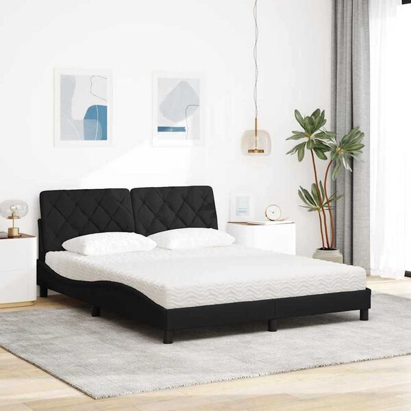 vidaXL Bett mit Matratze Schwarz 160x200 cm Stoff
