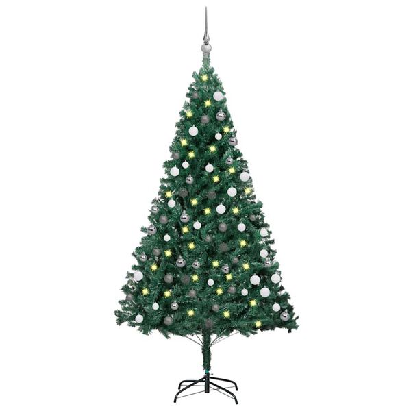 vidaXL Künstlicher Weihnachtsbaum mit Beleuchtung & Kugeln Grün 180 cm