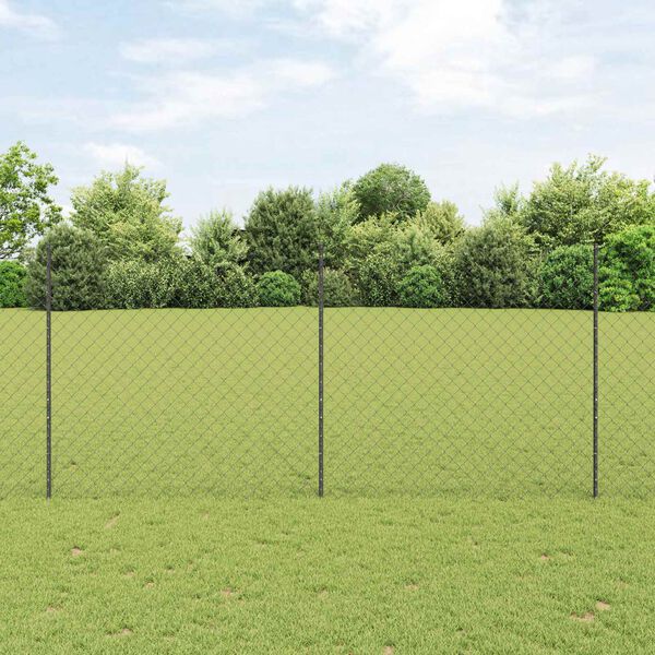 vidaXL Zaun mit Pfosten Grau 1,4 x 25 m Stahl und PVC