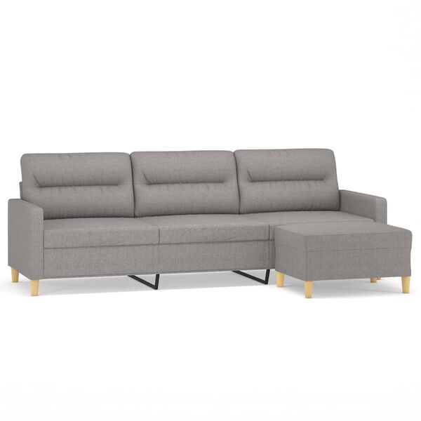 vidaXL 3-Sitzer-Sofa mit Hocker Hellgrau 210 cm Stoff