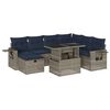 vidaXL 8-teiliges Gartensofa-Set mit Kissen, grau, Polyrattan